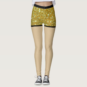 Leggings Parties scintillant d'or Glam Étincelle Métal Fake