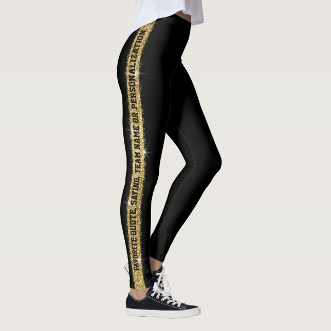 Leggings Parties scintillant d'or noir Stripe sportive pers (Droite)