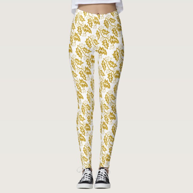 Leggings Parties scintillant d'or saint baie moderne Noël (Devant)