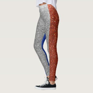 Leggings Parties scintillant Drapeau Français Paris France 