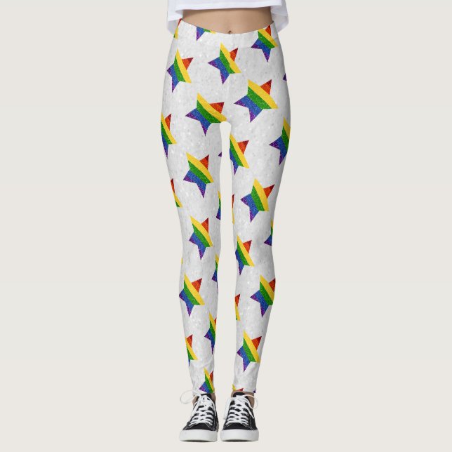Leggings PARTIES SCINTILLANT du drapeau LGBT Star Pride (Devant)