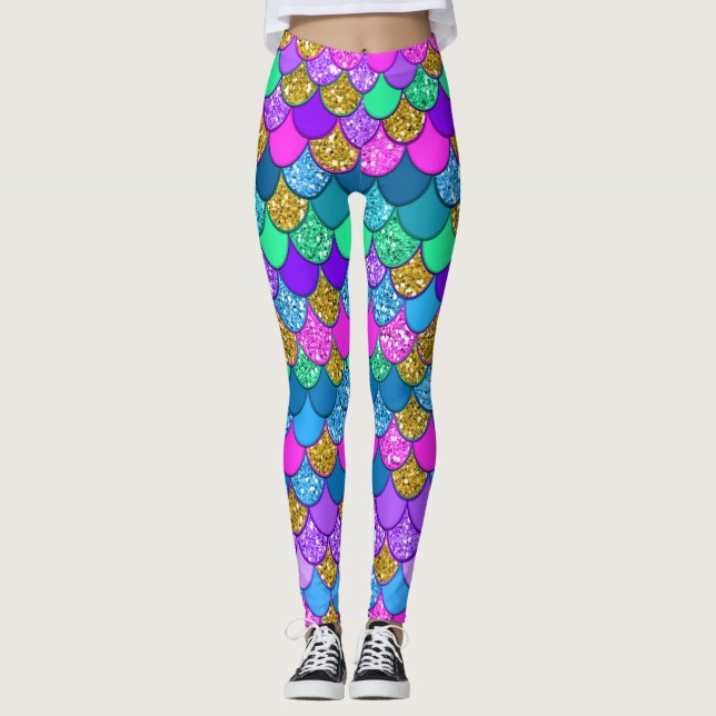 Leggings Parties scintillant - Échelles de sirènes multicol (Devant)