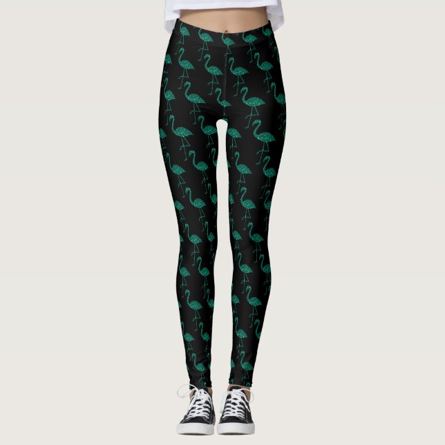 Leggings Parties scintillant émeraude flamboyante motif noi (Devant)