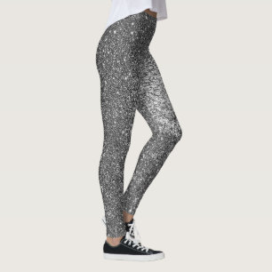 Leggings Parties scintillant en argent noir et blanc étince