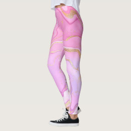 Leggings Parties scintillant en marbre rose violet or
