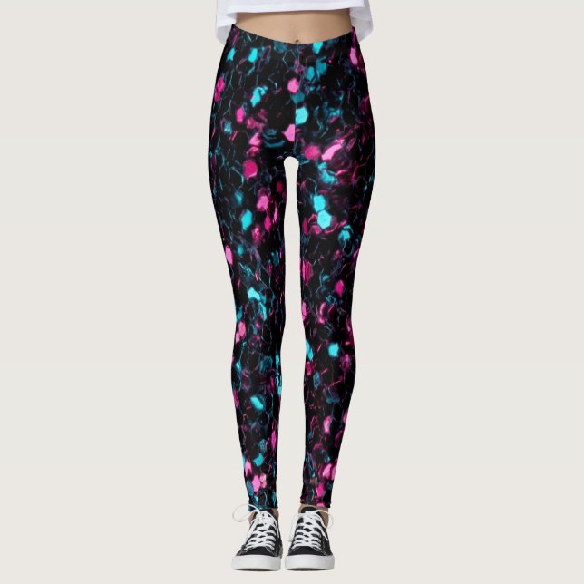 Leggings Parties scintillant en mosaïque bleu brillant (Devant)