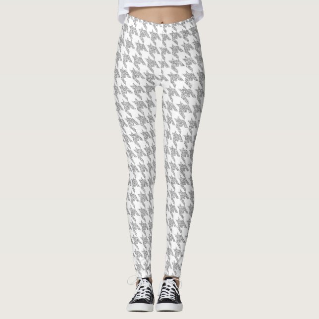 Leggings Parties scintillant en verre d'argent Herringbone  (Devant)