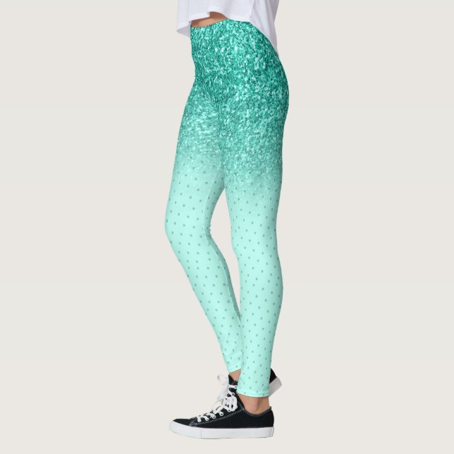Leggings Parties scintillant fausse turquoise ombre (Gauche)