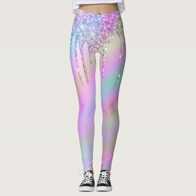Leggings parties scintillant holographique élégante et colo (Devant)