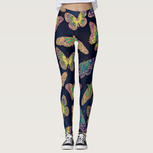 Leggings Parties scintillant Motif d'aquarelle marine (Devant)