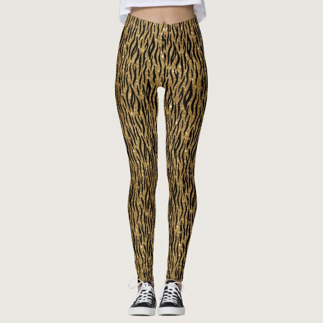 Leggings Parties scintillant noir et or Imprimer (Devant)