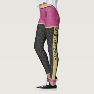 Leggings Parties scintillant Noir Rose Or Chic Personnalisa