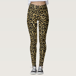 Leggings Parties scintillant noire et or Jaguar Imprimer