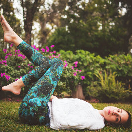 Leggings Parties scintillant or Rose turquoise Glam Floral 