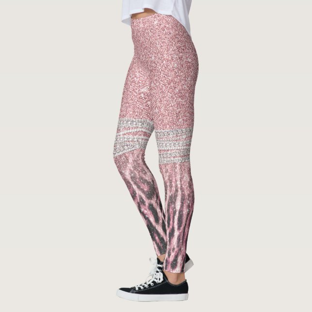 Leggings Parties scintillant poster de animal Chic Girly Ro (Gauche)