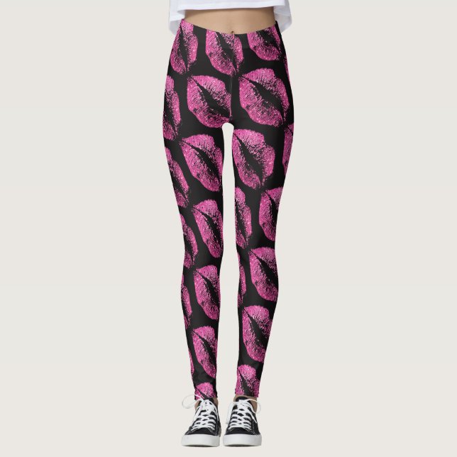 Leggings Parties scintillant rose lèvres moderne Noir (Devant)