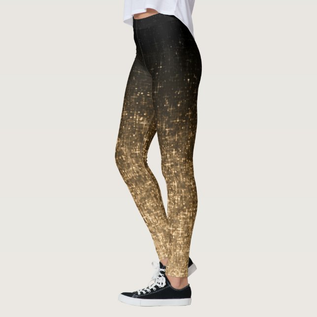 Leggings parties scintillant spacieuse en or noir brillant (Gauche)