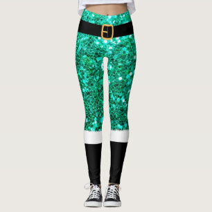 Leggings Parties scintillant verte de Mme Santa Claus