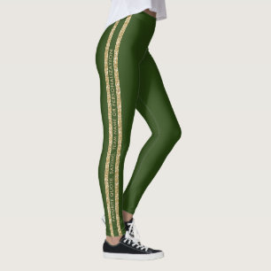 Leggings Parties scintillant verte et or Texte personnalisé