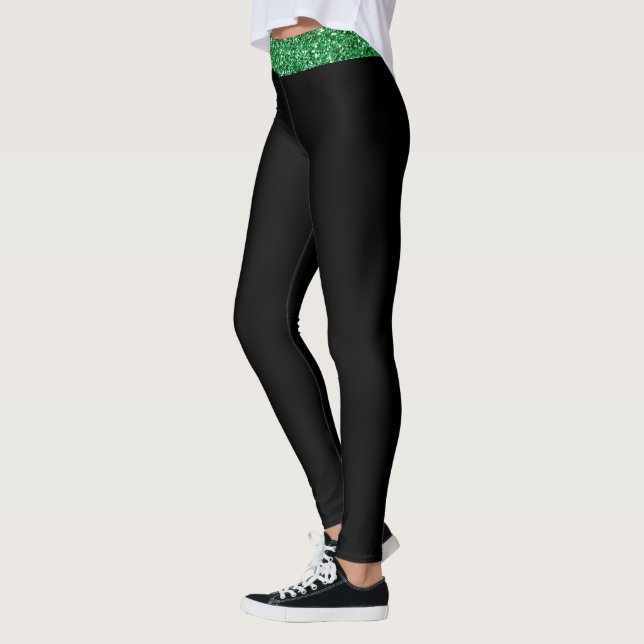 Leggings Parties scintillant verte irlandaise sur mesure no (Gauche)