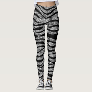 Leggings Parties scintillantes argentées et guêtres noire