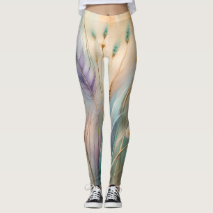 Leggings Pastel Abstrait Whispers of Nature, Herbes