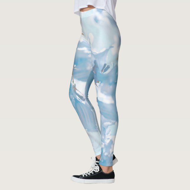 Leggings Pastel Bleu Doux Jacaranda Arbre Fleurs Fleurs (Gauche)