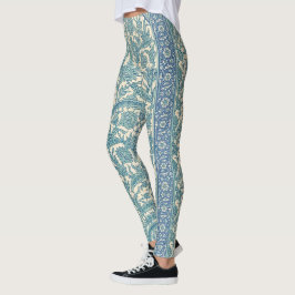Leggings Pastel Bleu Vintage Arabe Rug Motif botanique