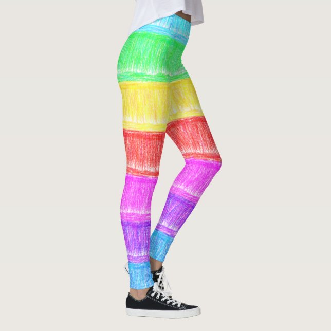 Leggings Pastel Chalk Rainbow Stripes (Droite)