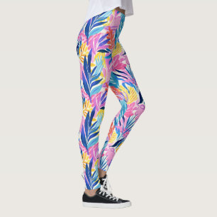 Leggings Pastel Colorful Feuille Tropicale Motif