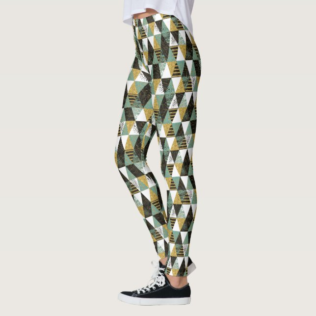 Leggings Pastel Colours Moderne géométrique Triangles Motif (Gauche)