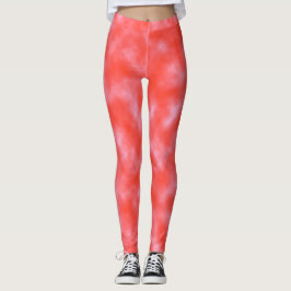 Leggings Pastel Coral Blanc Nuages d'Art Abstrait