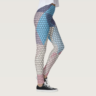 Leggings pastel cubes et hexagones motif arrière - plan