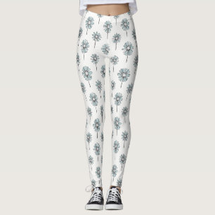 Leggings Pastel Daisy Dessin au Trait Rayure