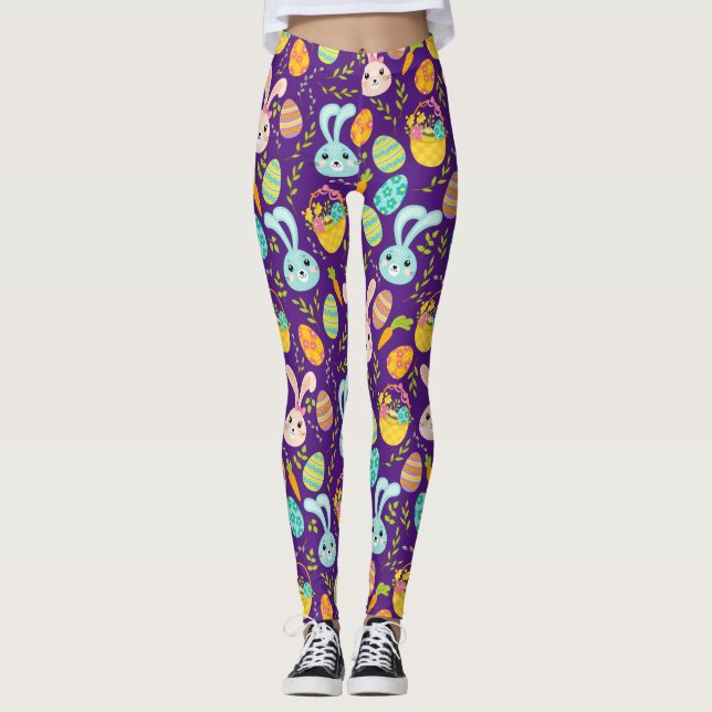 Leggings Pastel Easter Bunny Motif (Devant)