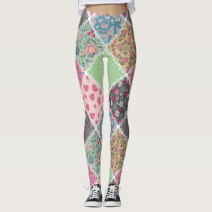 Leggings Pastel Floral Quilt Carré