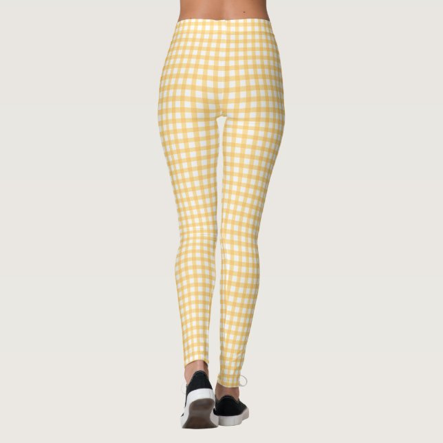 Leggings Pastel Jaune En vichy Chèque Motif (Dos)