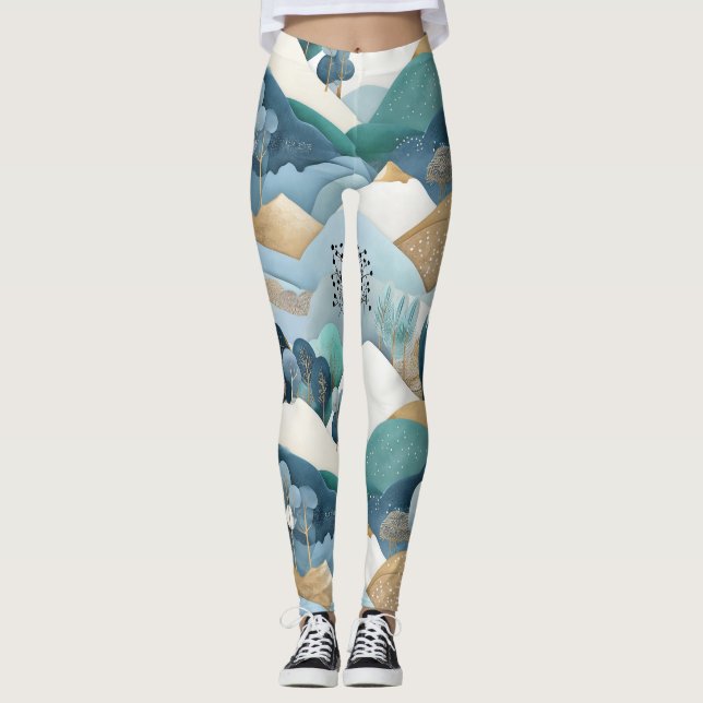 Leggings Pastel Landscape Pattern (Devant)