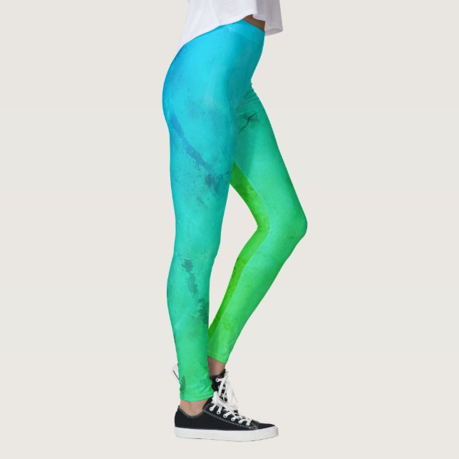 Leggings Pastel Pale Turquoise Abstraits nuages d'art (Droite)