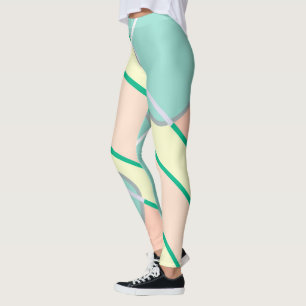 Leggings Pastel Pale Turquoise Rose Art Abstrait