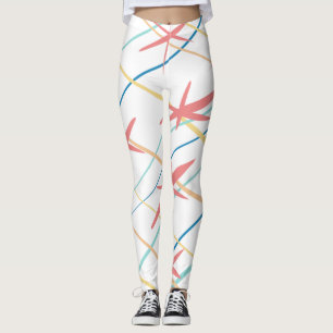 Leggings Pastel Peach Blue Yellow Coral rose Abstrait
