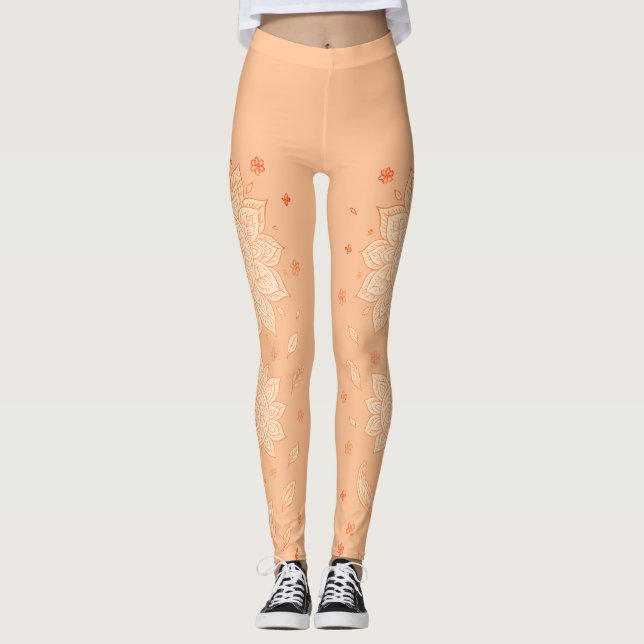Leggings Pastel Peach Mandala Minimalist Yoga (Devant)