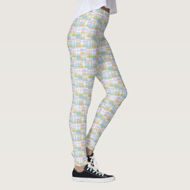 Leggings Pastel Preppy Madras Patchwork Style Tartan Plaid (Droite)