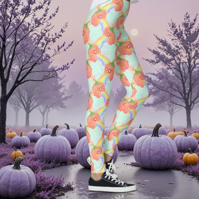 Leggings Pastel Puking Ciel Citrouille (Pastel puking pumpkin leggings )