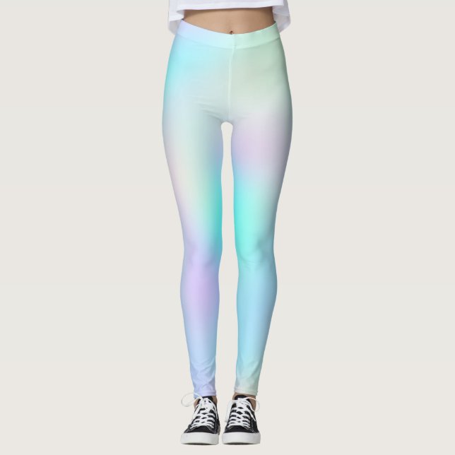 Leggings Pastel Rainbow Colonnes Abstrait Blur Gradient Omb (Devant)