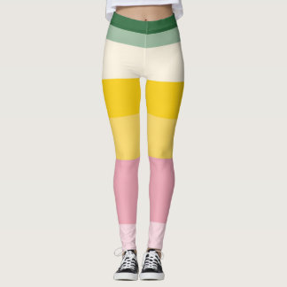 Leggings Pastel Retro Pattern | Color Block