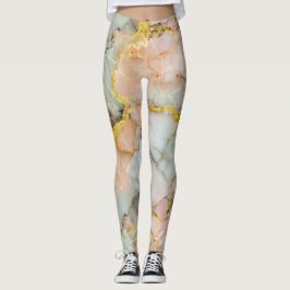 Leggings Pastel Rose, Turquoise, Marbre blanc