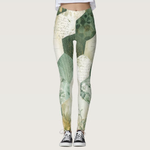 Leggings Patchwork Botanique Hexagonal Vintage