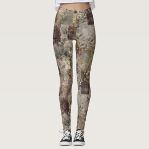 Leggings Patchwork Botanique Rustique Vintage (1)