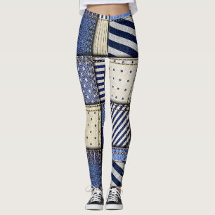 Leggings Patchwork Denim bleu